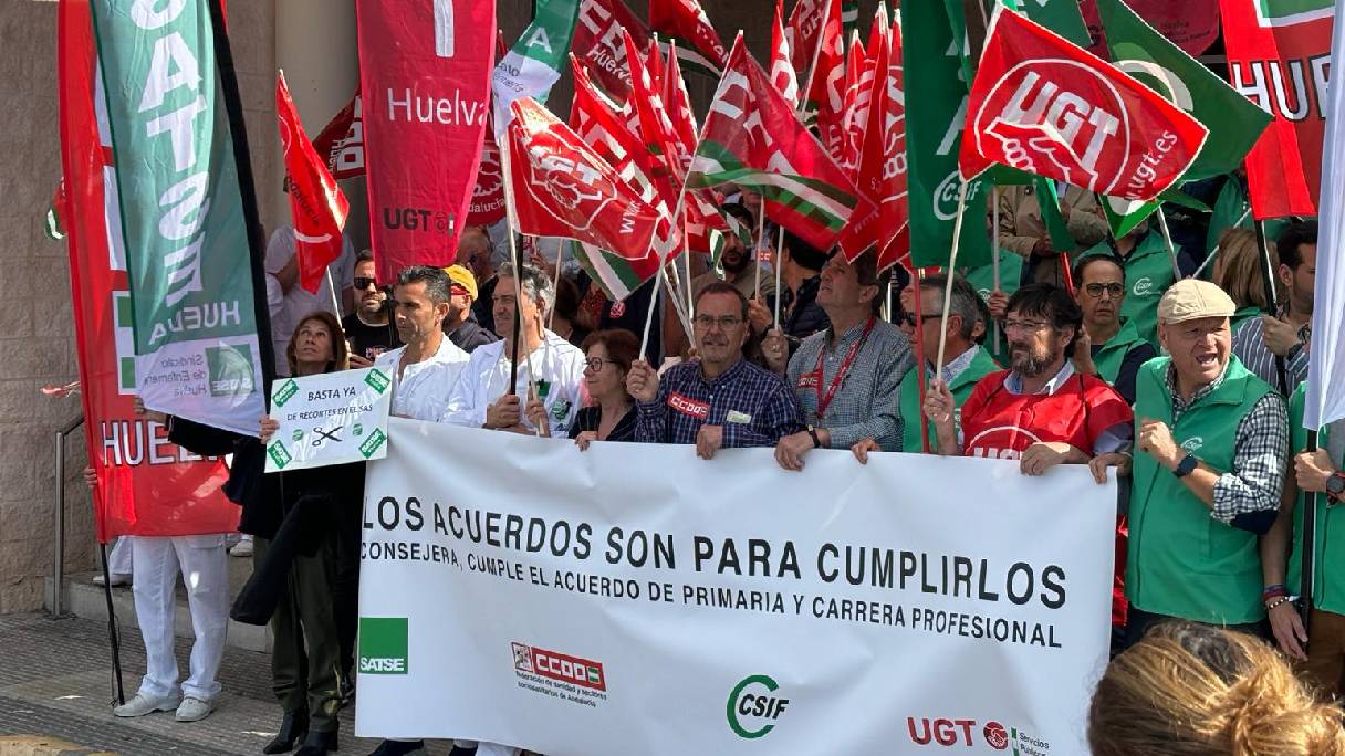 Protestas en el Hospital Juan Ramón Jiménez de Huelva.