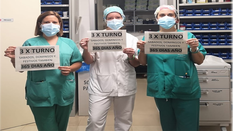 protesta de enfermeras por turnos